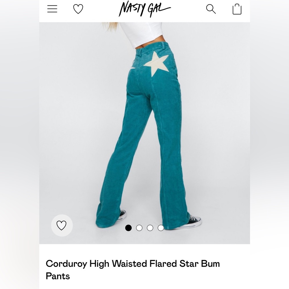 high waisted blue corduroy flare pants with stars
